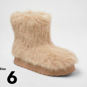 Terra Faux Fur Boots  Memory Foam Insole - A New Day Brown 6